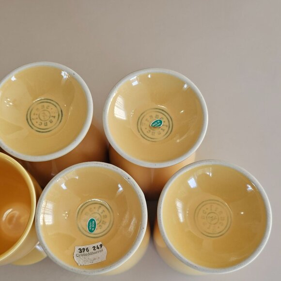 6 Yellow Pottery Tumblers 5.25" Crate Barrel Francfranc made Japan ice tea water - Picture 4 of 8